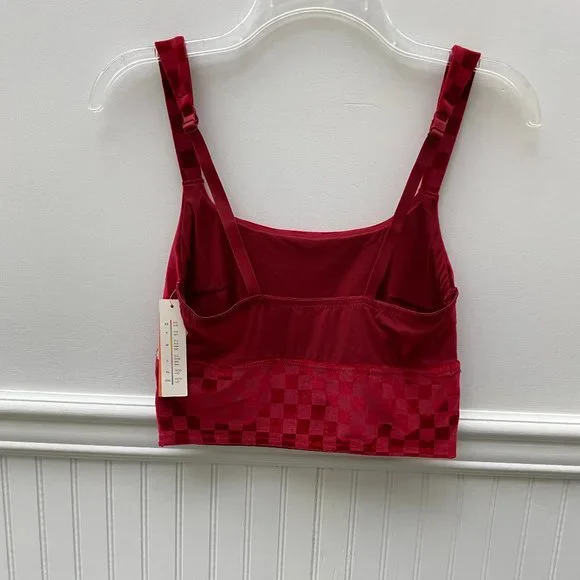 colsie Red Checkered Tank Top size Medium red velvet Brami crop top - Picture 6 of 9